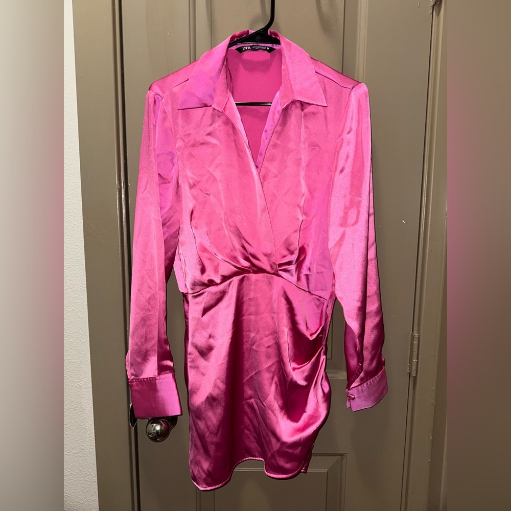 Zara Fuchsia Satin Mini Dress